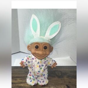 🐰 Vintage Russ Troll Doll - 5” Easter Bunny w/ Polka Dot Pjs